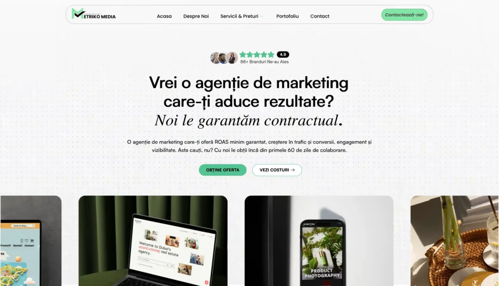 Imagine cu website-ul agentiei Metriko Media.